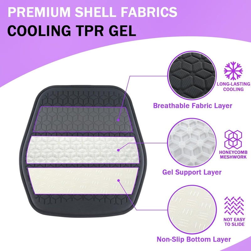 Binsheo Thin Gel Seat Cushion for Car Seat, Office Chair, Wheelchair, Golf Cart - Non-Slip Car Seat Cushions with 0.7 Inch Gel - Sciatica & Coccyx Pain Relief (Fabric, Black) - Image 3